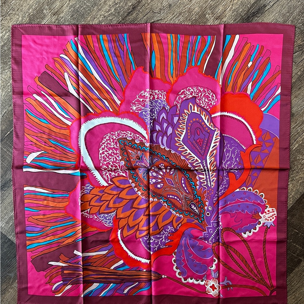 Vibrant Multicolor Indian Flowers and Paisley Print Scarf